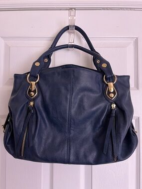 Navy Bag With Gold Accents